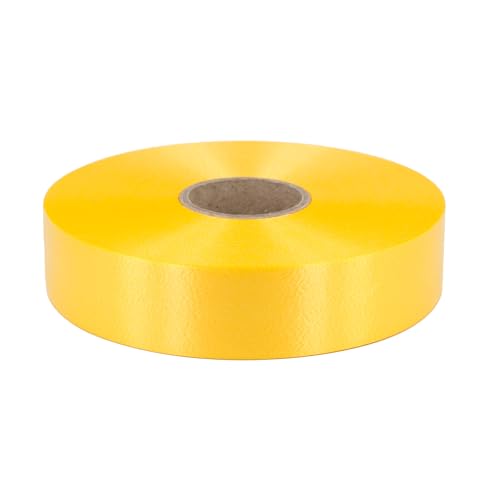 Geschenkband Ringelband 31mm x 100m wasserfest - 30 FARBEN in 5/10/19/31/50mm - Dekoband aus Kunststoff - Polyband Schleifenband zum Basteln von Weihnachtssternen & Autoschleifen - Gelb von Star