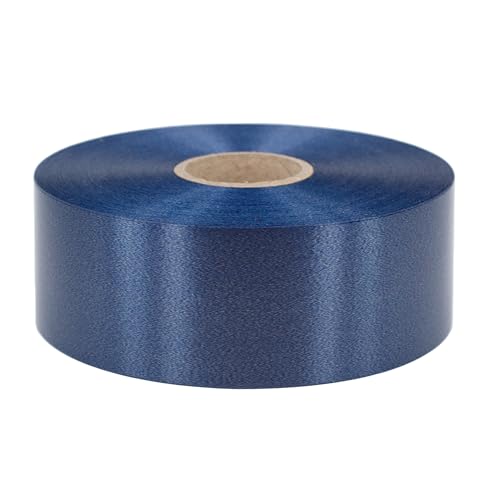 Geschenkband Ringelband 50mm x 100m wasserfest - 30 FARBEN in 5/10/19/31/50mm - Dekoband aus Kunststoff - Polyband Schleifenband zum Basteln von Weihnachtssternen & Autoschleifen - Dunkelblau von Star