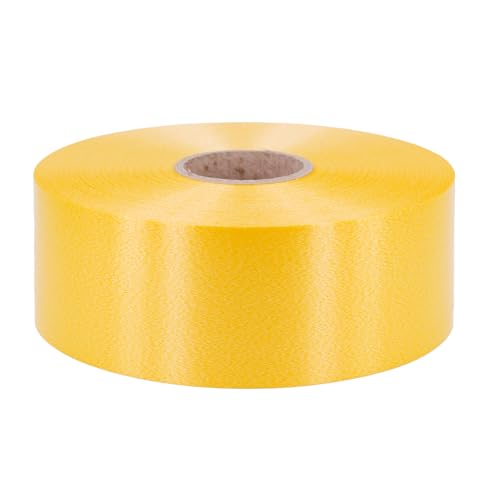 Geschenkband Ringelband 50mm x 100m wasserfest - 30 FARBEN in 5/10/19/31/50mm - Dekoband aus Kunststoff - Polyband Schleifenband zum Basteln von Weihnachtssternen & Autoschleifen - Gelb von Star