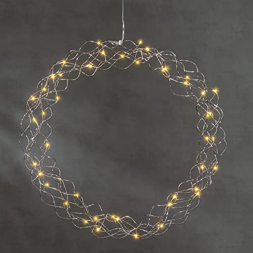 Star LED Lichterkranz Curly Trading, Fensterlicht Weihnachten warmweiß aus Draht und Kunststoff in Chrom, Transparent, mit Kabel, Ø: 45 cm von Star