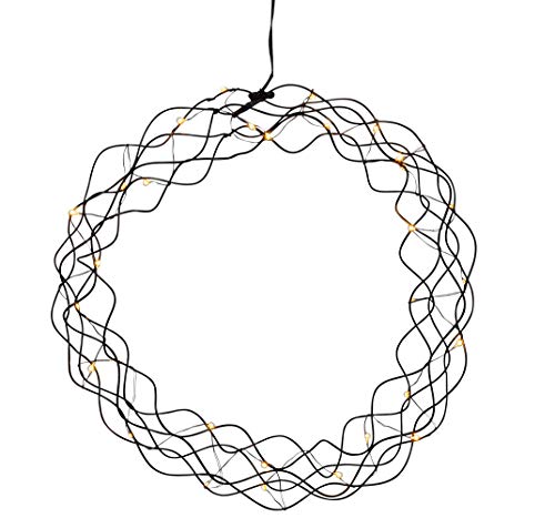 LED Lichterkranz Curly von Star Trading, Fensterlicht Weihnachten warmweiß aus Draht und Kunststoff in Schwarz, Transparent, mit Kabel, Ø: 30 cm von Star