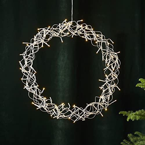 LED Lichterkranz Curly von Star Trading, Fensterlicht Weihnachten warmweiß aus Draht und Kunststoff in Silber, Transparent, mit Kabel, Ø: 50 cm von Star