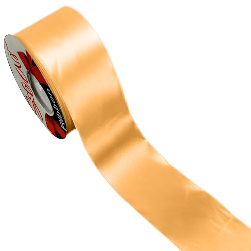 Star Doppelseitiges Satinband, Polyesterband für Blumenarrangements, Hochzeitssträuße, Geschenkverpackungen und Bastelarbeiten, doppelseitiger nicht verblassender Stoff (Goldorange, 5,1 cm Breite) von Star