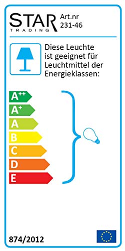 Star Papierstern"Glimma" inklusive Kabel mit E14 Fassung, Vierfarb-Karton, Durchemesser 60 cm, weiß 231-46 von Star