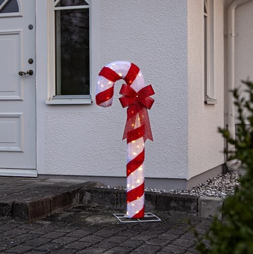 Star Trading 475-24 LED-Dekoration "Candycane", Zuckerstange, F 80 warmwhite LED, weiß/rot, ca. 45x120 cm, 5m Zuleitung, Trafo, outdoor, Vierfarb-Karton von Star