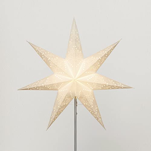 Wechsel-Schirm Weihnachtsstern Sensy von Star Trading, 3D Papierstern Weihnachten in Weiß mit Ornamenten, Dekostern Ø: 54 cm von Star