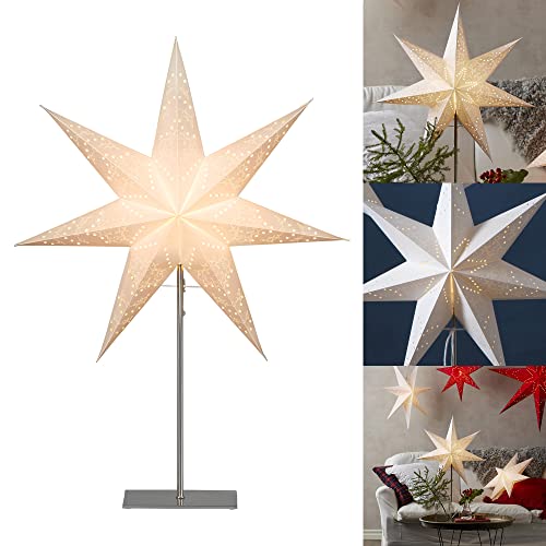 Weihnachtsstern beleuchtet stehend | Fensterstern mit Beleuchtung | Weihnachtsdeko Fenster Beleuchtet | Standleuchte Stern Weihnachten | Weihnachtsdeko Innen | Papierstern beleuchtet | Weihnachtslampe von Star