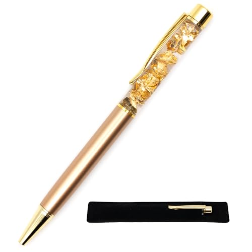 StarMaker Kugelschreiber mit Blattgold, Samtetui, Roségold, Schreibstift, 0,7 mm, Modern, Unisex, Nachfüllbar, Schwarz, 3 cm x 14 cm x 1 cm, 2E+1 g von StarMaker