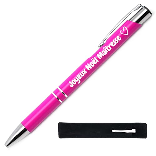 Personalisierbarer Kugelschreiber, Frohe Weihnachten, Lehrerin, Geschenk zu Weihnachten, Rosa, Metallstift mit Gravur, Dankeschön, originell und schick von StarMaker