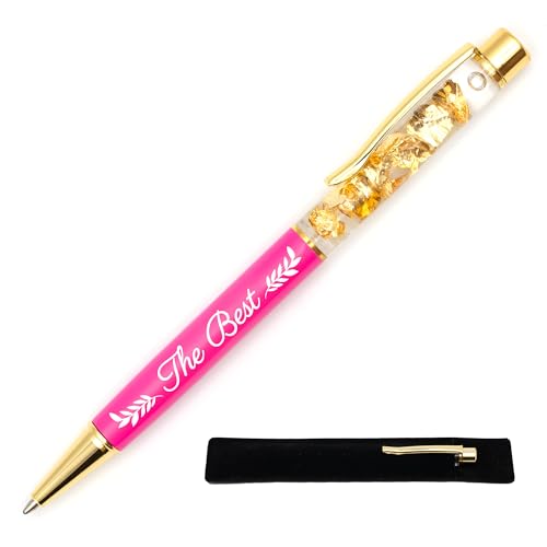 Personalisierbarer Kugelschreiber "The Best", Rosa – Goldfolien-Kugelschreiber mit Lasergravur, personalisiertes Geschenk, originell und schick, mit Etui für besten Kollegen, Freund von StarMaker