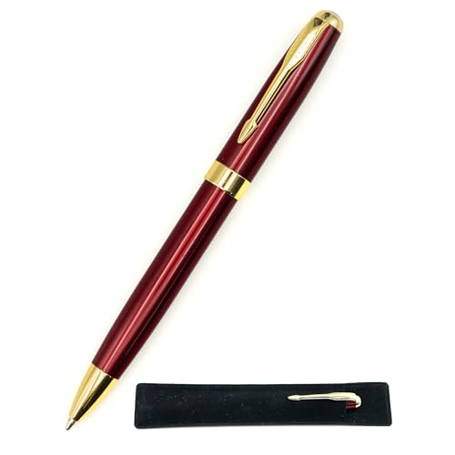 Schicker, tiefer roter Kugelschreiber mit Geschenketui, Metall-Kugelschreiber, luxuriös und elegant, für Büro, Hotel, Geschäft oder als Geschenk, schwarze Tinte von StarMaker