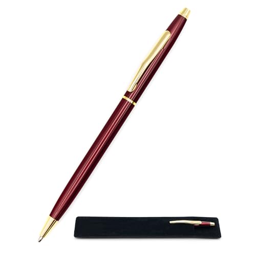 StarMaker Deep Red Gold Kugelschreiber mit Geschenketui – Metall-Kugelschreiber mit Drehung, schick und elegant, schlank, für Büro Hotel Business oder als Geschenk, schwarze Tinte von StarMaker