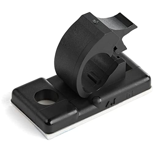 StarTech. com 100 Selbstklebende Kabelmanagement-Clips, schwarz, für Netzwerk/Ethernet/Büro/Schreibtisch/Computer-Kabel-Organizer, Selbstklebende Nylon-Klemme UL/94V-2 feuerfest (CBMCC1) von StarTech.com