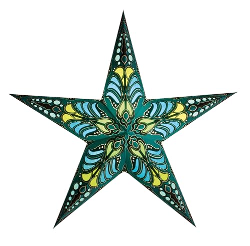 starlightz Papierstern RAMADASA Teal 60 cm Lampenschirm, Fensterdeko, Weihnachtsstern, handgemacht - das Original aus Indien von Starlightz