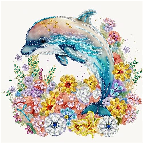 Starnearby 5D Diamond Painting Kits für Erwachsene Kinder Diamant Painting Tiere Bilder Speziell Geformten Diamant Malerei Set für Anfänger Zuhause Deko Wanddekoration 30x30cm(Delphin B) von Starnearby