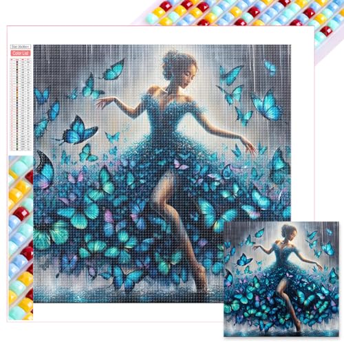 Starnearby DIY Diamond Painting Eckige Steine Ballett-Mädchen Diamant Painting Bilder Erwachsene Diamond Painting Schmetterling Set Diamant Malerei Für Anfänger Zuhause Deko Wanddekoration 35x35cm von Starnearby