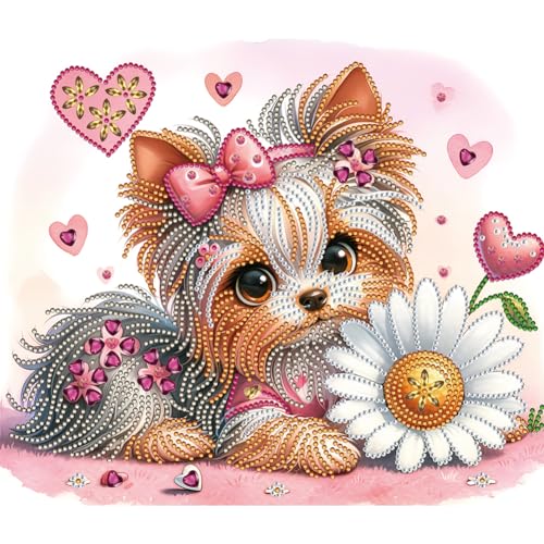 Starnearby DIY Diamond Painting Hund Diamant Painting Bilder Erwachsene Yorkshire Terrier Diamond Painting Set Speziel Geformte Diamant Malerei Für Anfänger Zuhause Deko Wanddekoration 35 * 30cm von Starnearby