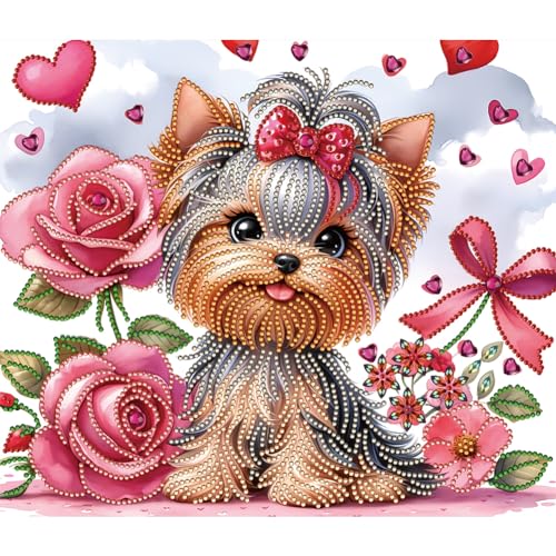 Starnearby DIY Diamond Painting Hund Diamant Painting Bilder Erwachsene Yorkshire Terrier Diamond Painting Set Speziel Geformte Diamant Malerei Für Anfänger Zuhause Deko Wanddekoration 35 * 30cm von Starnearby