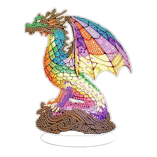 Starnearby DIY Diamond Painting LED Tierlampen, 5D Diamant Painting Drachen Nachtlicht Deko, Diamant Malerei Kunst Set Tischdeko Ornamente, Schlafzimmer Wohnzimmer Arbeitszimmer Büro Deko von Starnearby