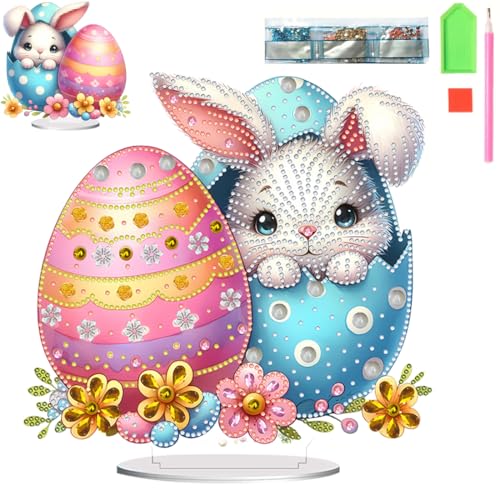 Starnearby DIY Diamond Painting Ostern Deko, Ostern Malerei Ostereier Tischdeko, Diamant Painting Kaninchen, Diamant Malerei Frühling Ornamente Festliches Geschenk Ostern (Hase A) von Starnearby