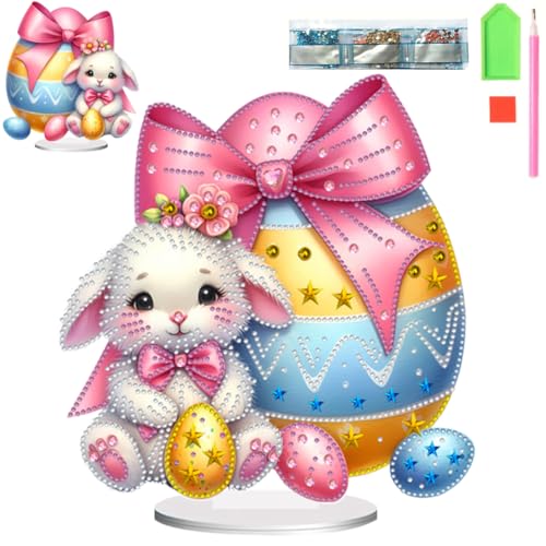 Starnearby DIY Diamond Painting Ostern Deko, Ostern Malerei Ostereier Tischdeko, Diamant Painting Kaninchen, Diamant Malerei Frühling Ornamente Festliches Geschenk Ostern (Hase B) von Starnearby