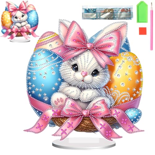 Starnearby DIY Diamond Painting Ostern Deko, Ostern Malerei Ostereier Tischdeko, Diamant Painting Kaninchen, Diamant Malerei Frühling Ornamente Festliches Geschenk Ostern (Hase C) von Starnearby