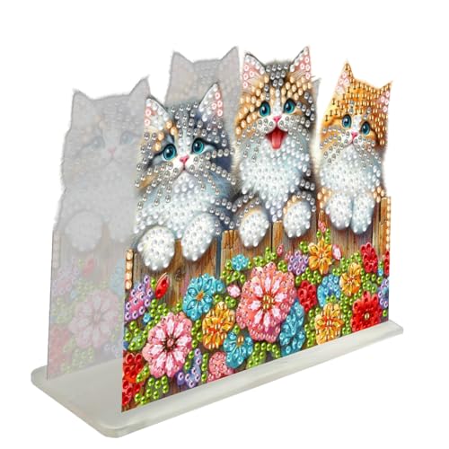 Starnearby DIY Diamond Painting Weihnachtsdeko 5D Diamant Painting Deko Diamond Painting Tischdeko Kosmetiktücherbox Diamant Malerei Stehend Kunst Set Weihnachten Ornamente (Katze und Blume) von Starnearby