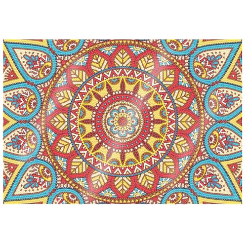 Starnearby Diamond Painting Tischset Platzset,Tischsets Übergröße 42.50x29.5cm, Mandala Diamant Painting Tisch Deko, Wasserdicht Tischset Glasuntersetzer, Eckige Platzdeckchen Schön Tischuntersetzer von Starnearby