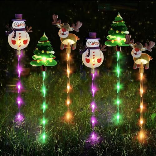 Starnearby LED Gartenstecker 6er Set Weihnachtsbeleuchtung Außen Batterie Weihnachtsdeko Aussen Acryl Gartenleuchte Weihnachten Weinachtsdekorationen Outdoor Garten Deko (A) von Starnearby