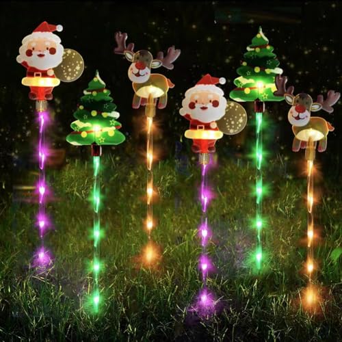 Starnearby LED Gartenstecker 6er Set Weihnachtsbeleuchtung Außen Batterie Weihnachtsdeko Aussen Acryl Gartenleuchte Weihnachten Weinachtsdekorationen Outdoor Garten Deko (B) von Starnearby