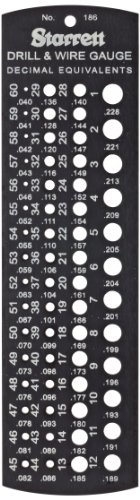 Starrett 186 Bohrer- und Stahldrahtlehre, mattes Finish, Zahlen 1-60, 0,6-0,1 cm Bereich von Starrett