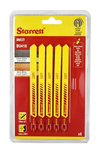 Starrett Mehrzweck-Stichsägeblätter - 5 Stück BU418 Bimetall-Sägeblatt-Sägeblattsatz für Holz, Metall und Kunststoff - Kompatibel mit Bosch Dewalt Hitachi Festool Milwaukee von Starrett