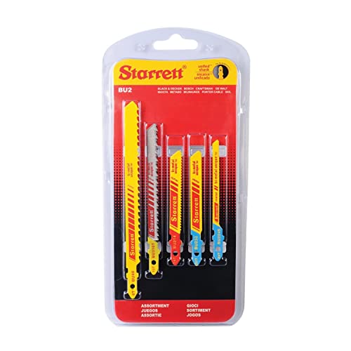 Starrett Mehrzweck-Stichsägeblatt-Kit - 5-teilig BU2 Bi-Metall-Sägeblatt-Sägeblatt-Set mit einheitlichem Schaft für Holz, Metall und Kunststoff - Kompatibel mit Bosch Dewalt Hitachi Festool Milwaukee von Starrett