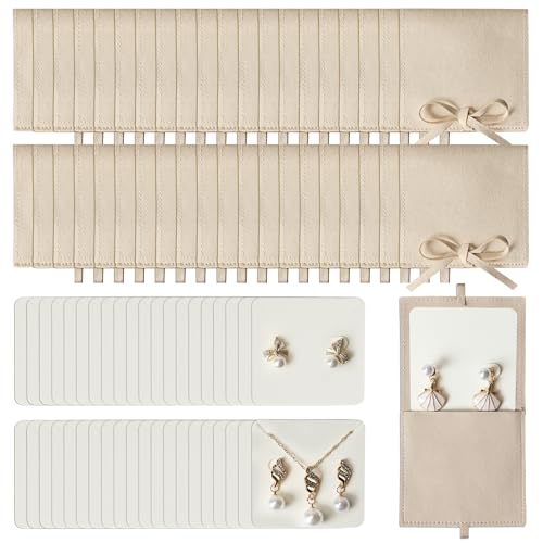 Mikrofaser-Schmuckbeutel, 80 Stück in 40 Stück, 8 x 8 cm, 40 Stück Schmuckverpackungsbeutel und 40 Stück luxuriöse kleine Schmuck-Geschenkkarten, Paket Fliege mit Trennwand, Mikrofaserbeutel für von Starry