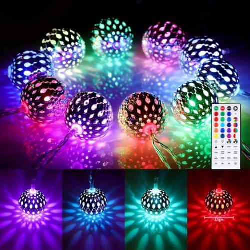 StarryEver 4M Kugel LED Lichterkette Innen USB, Marokkanische Kugeln Orientalisch Lichterkette Außen, 40er LED 16 Farben Lichterketten für Zimmer Dekor, Farbwechsel Fairy Lights für Ramadan Diwali von StarryEver