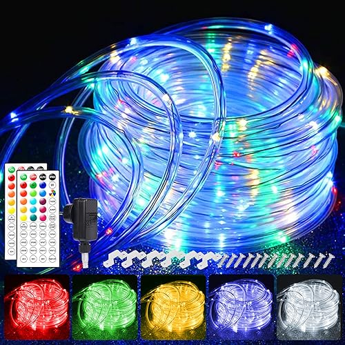 StarryEver 20M LED Schlauch Lichterkette Außen Strom, 200er LED Lichtschlauch Außen Warmweiß & Bunt, 30 Farben Weihnachtsbeleuchtung Außen, Patio Lichterschlauch mit Fernbedienung für Outdoor Garten von StarryEver