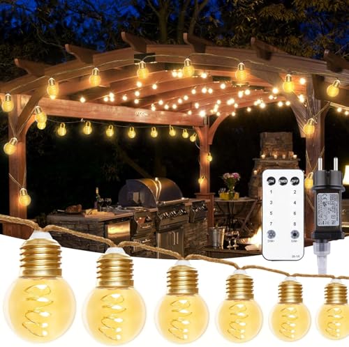 StarryEver LED Lichterkette Außen, Vintage 12M Warmweiß Lichterkette Strombetrieben Aussen, Bruchsicher G45 40 LED Outdoor Lichterkette mit Stecker,Lichterketten Glühbirnen Beleuchtung für Zelt Café von StarryEver