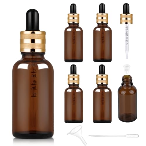 StarryTiger 6 Stück Pipettenflasche, 30 ml Braunglasflasche mit Pipette, Glasflasche mit Pipette, Fläschchen mit Pipette für Essential Öle, Parfümöle, Flüssige Farbstoffe von StarryTiger