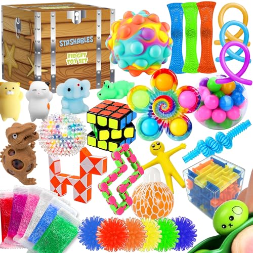 Fidget Toys für Kinder Partygeschenke Mitgebsel Kindergeburtstag gastgeschenke Klassenzimmer Preise zum Stressabbau Schatztruhe Pop Its Spielzeug für Autisten und ADHS kleine Geschenke von Stashables