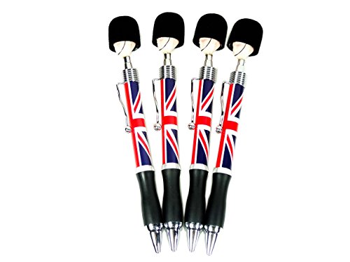 Stationeries Soldier Head Stifte (4 Stück) – Sammlerstifte London Souvenir Kugelschreiber Union Jack mit Guardsman Head Design von Stationeries