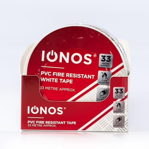 Status: IONOS IONPVCWHT1PKX12 PVC-Klebeband, 33 m, feuerfest, für mehrere Oberflächen, Weiß von Status