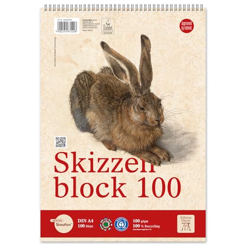 Staufen Dürer Skizzenblock Set, 2 Stück, DIN A4, je 100 Blatt - 100 g/m², ideal als Zeichenblock oder Malblock von Staufen