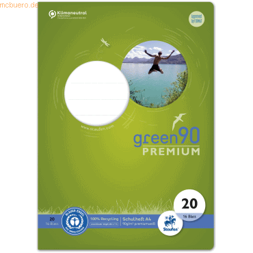 Staufen Schulheft Green A4 blanko Lineatur 20 16 Blatt von Staufen