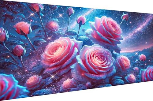 Diamond Painting 5D DIY Full Drill Set Diamant Malerei Kits Home Dekoration Geschenk Crystal Strass Stickerei für Erwachsene Malen nach Zahlen Glitzernde Rosen unter Sternen,Runde Bohrer,40X20cm von Stceaol