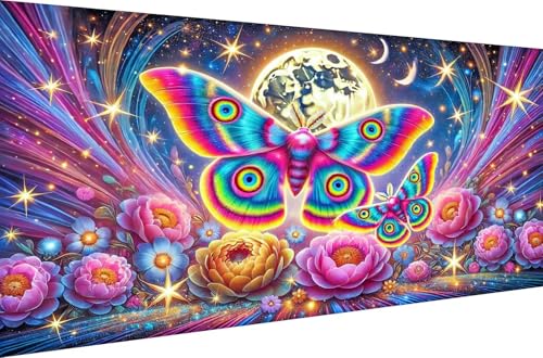 Diamond Painting 5D DIY Full Drill Set Malen nach Zahlen Diamant Malerei Kits Crystal Strass Stickerei für Erwachsene Home Dekoration Geschenk Bunte Schmetterlinge und Blumen,Quadrat Bohrer,120X60cm von Stceaol