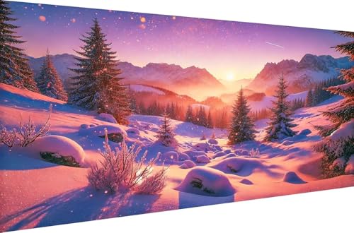 Diamond Painting 5D DIY Full Drill Set Malen nach Zahlen Home Dekoration Geschenk Crystal Strass Stickerei Diamant Malerei Kits für Erwachsene Winterlandschaft bei Sonnenuntergang,Runde Bohrer,40X20cm von Stceaol