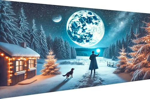 Diamond Painting Diamant Malerei Kits Malen nach Zahlen Crystal Strass Stickerei für Erwachsene Home Dekoration Geschenk 5D DIY Full Drill Set Eine verschneite Winterlandschaft,Quadrat Bohrer,50X25cm von Stceaol