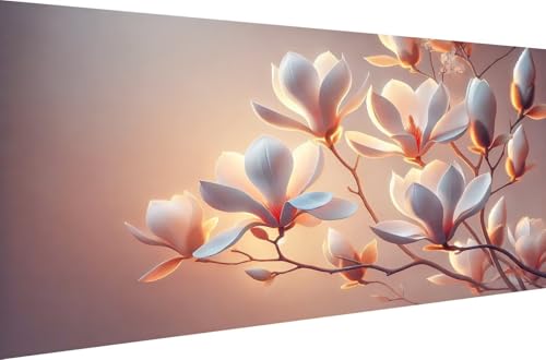 Diamond Painting Home Dekoration Geschenk 5D DIY Full Drill Set Malen nach Zahlen für Erwachsene Crystal Strass Stickerei Diamant Malerei Kits Magnolienblumen,Quadrat Bohrer,40X20cm von Stceaol