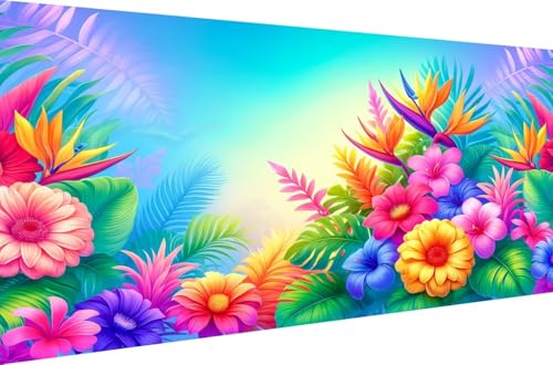 Diamond Painting Home Dekoration Geschenk Diamant Malerei Kits Malen nach Zahlen für Erwachsene Crystal Strass Stickerei 5D DIY Full Drill Set Lebendige tropische Blumen,Quadrat Bohrer,160X80cm von Stceaol