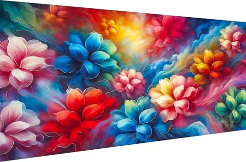 Diamond Painting Malen nach Zahlen Diamant Malerei Kits Crystal Strass Stickerei für Erwachsene Home Dekoration Geschenk 5D DIY Full Drill Set Bunte blühende Blumen,Quadrat Bohrer,120X60cm von Stceaol